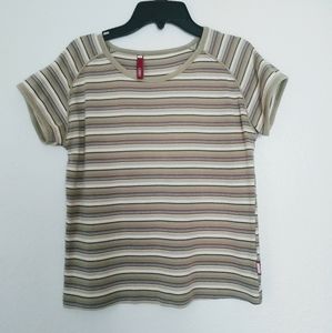 vintage early 2000's short striped olive tshirt s